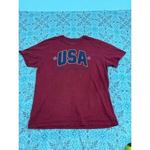 General Standard Mens USA Graphic T-Shirt XL Burgundy Red 100% Cotton Madein USA